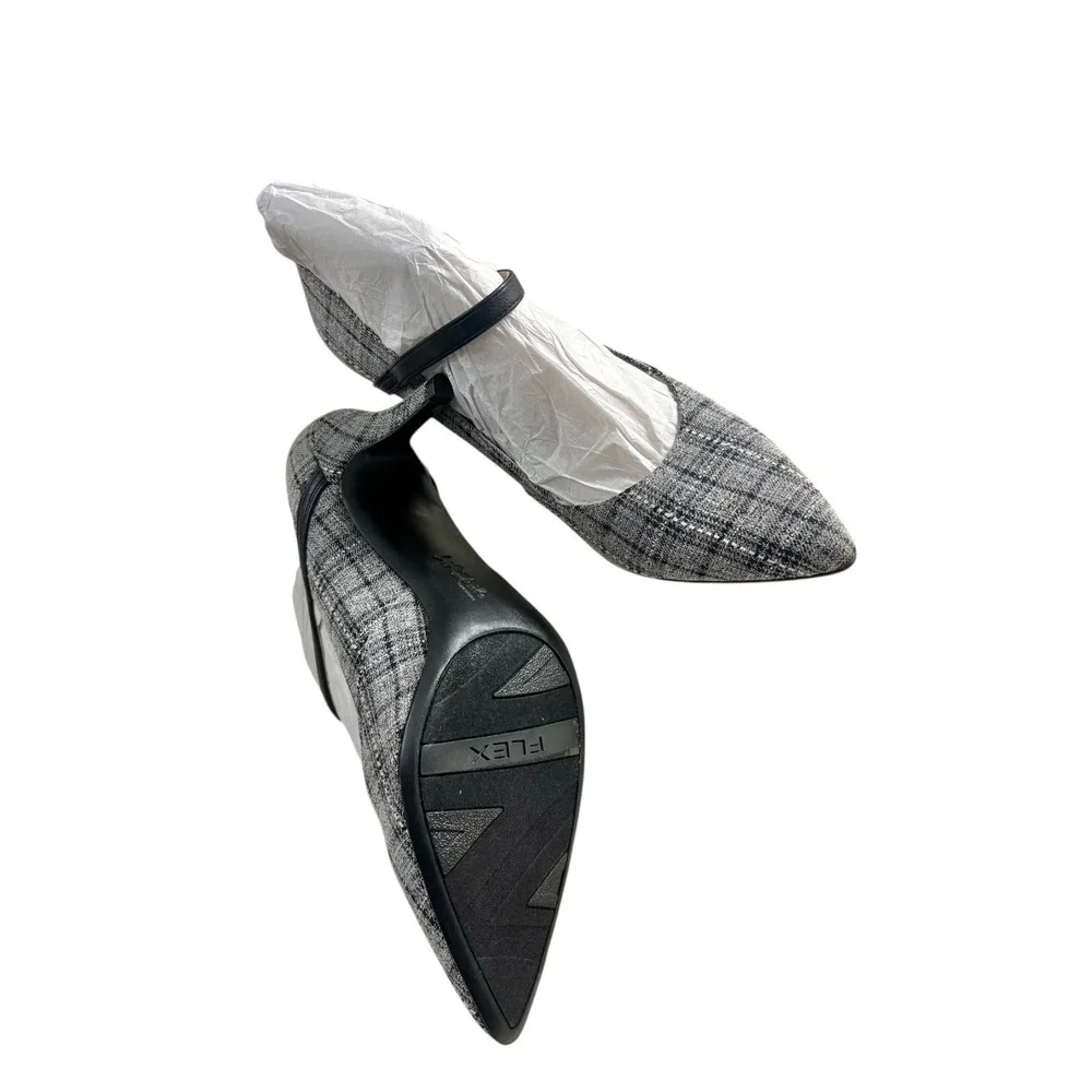 LifeStride Sandrine Black Plaid Mary Jane Pointed Toe Heels Women Sz 11 NWB Chic